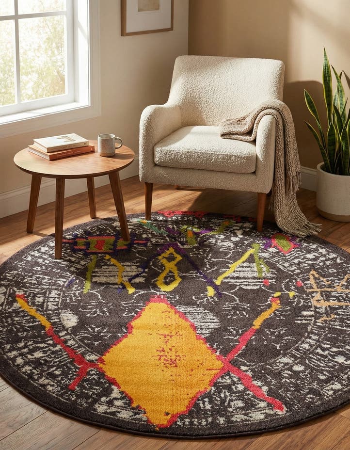 6' x 6' Washable Mesa Round Rug