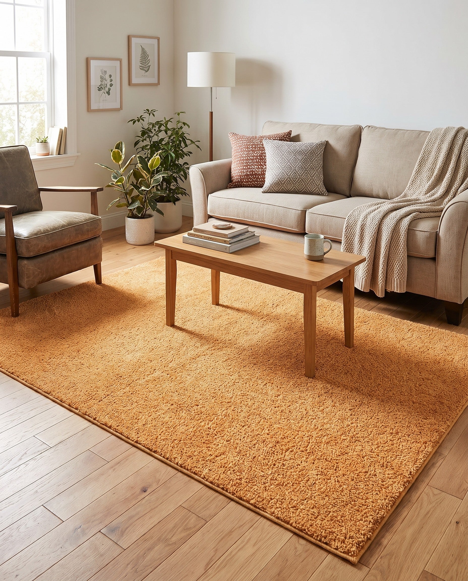 Orange Solid Frieze Rug