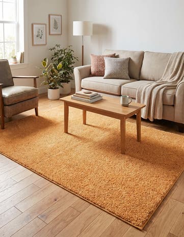 Orange Solid Frieze Rug