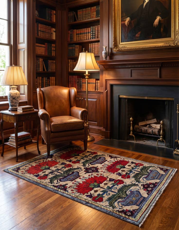 Detail image of 2' 8 x 4' Hand Knotted Ariana Ziegler Rug