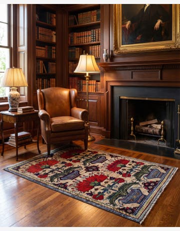 2' 8 x 4' Hand Knotted Ariana Ziegler Rug