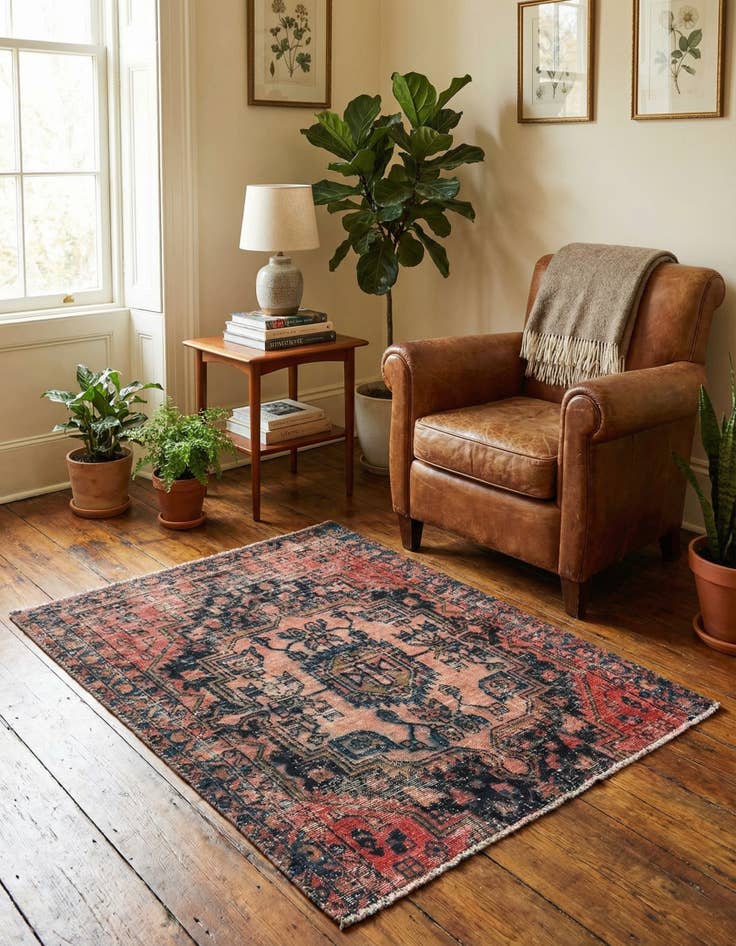 Detail image of 3' 6 x 4' 4 Hand Knotted Ultra Vintage Persian Wool Rug