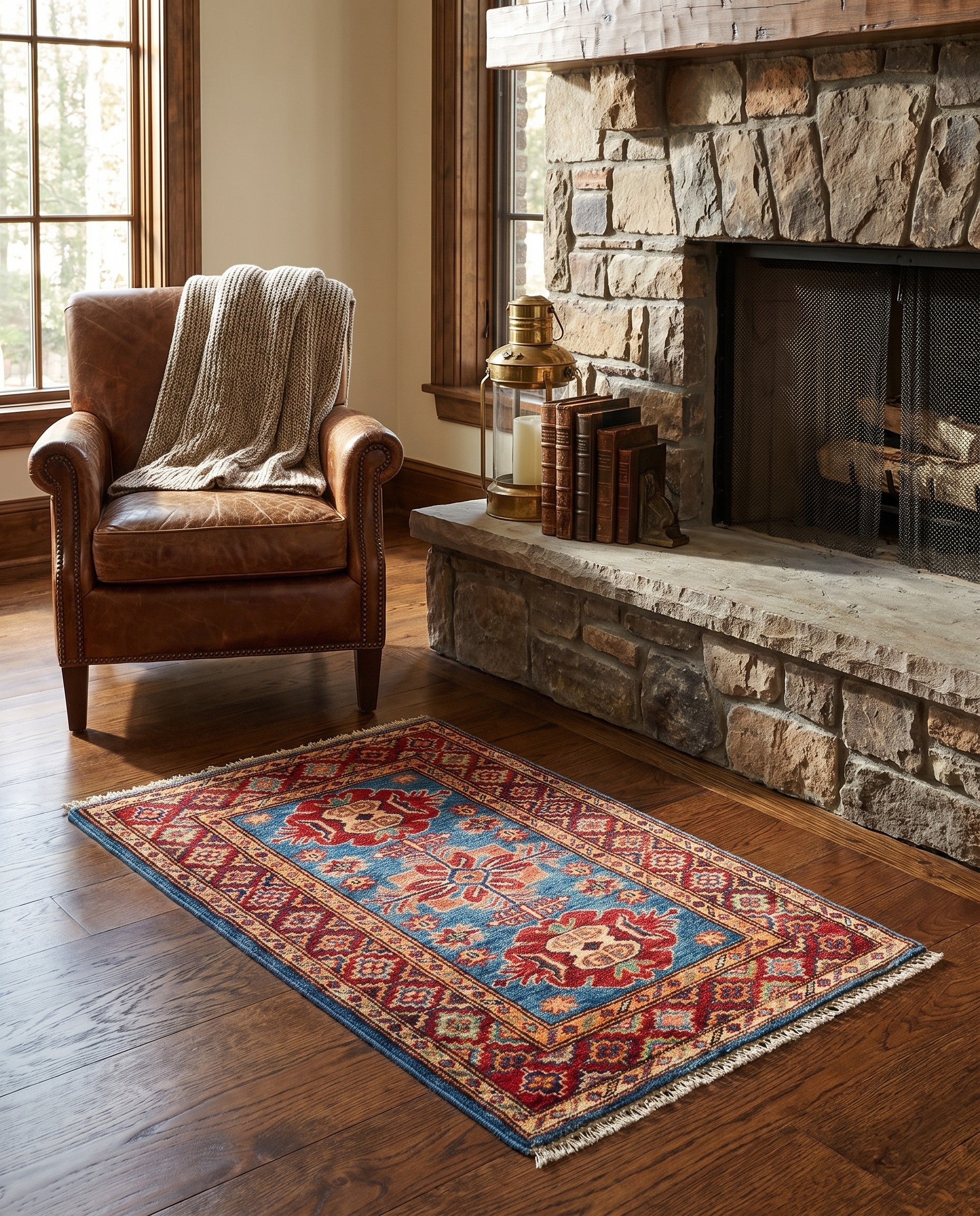 1' 11 x 3' 2 Hand Knotted Kazak Rug