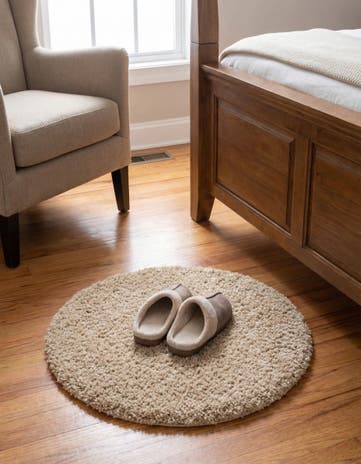 Linen Zermatt Shag Round Rug