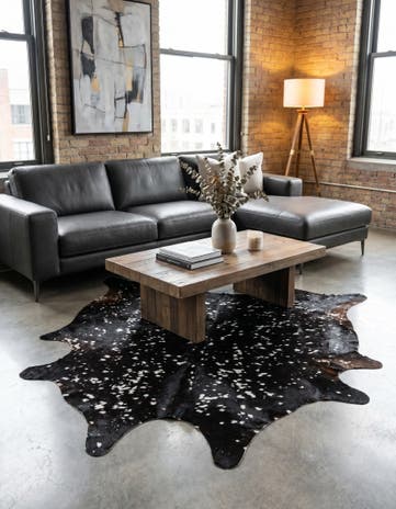 6' 8 x 6' 8 Cowhide Leather Square Rug