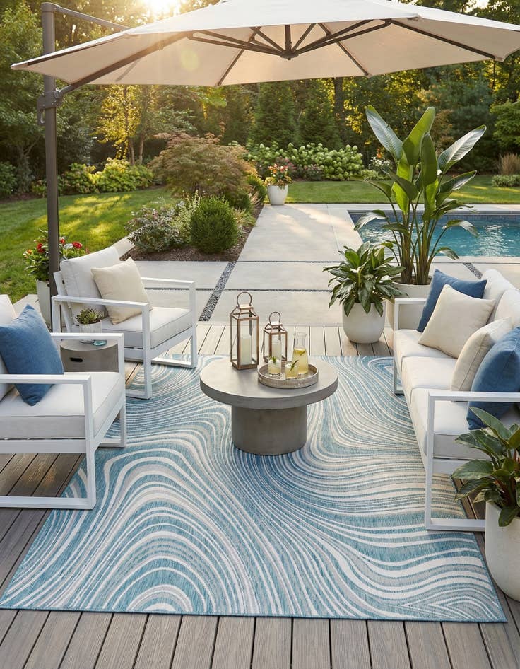 Detail image of 7' 10 x 11'  Washable Modern Indoor / Outdoor Rug