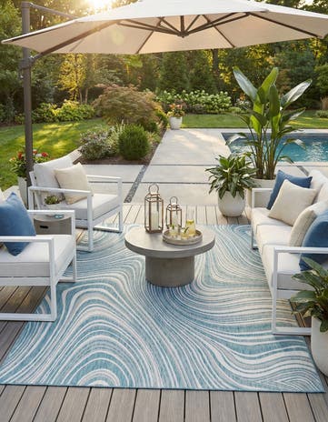 7' 10 x 11' Easy-Clean Modern Indoor / Outdoor Rug