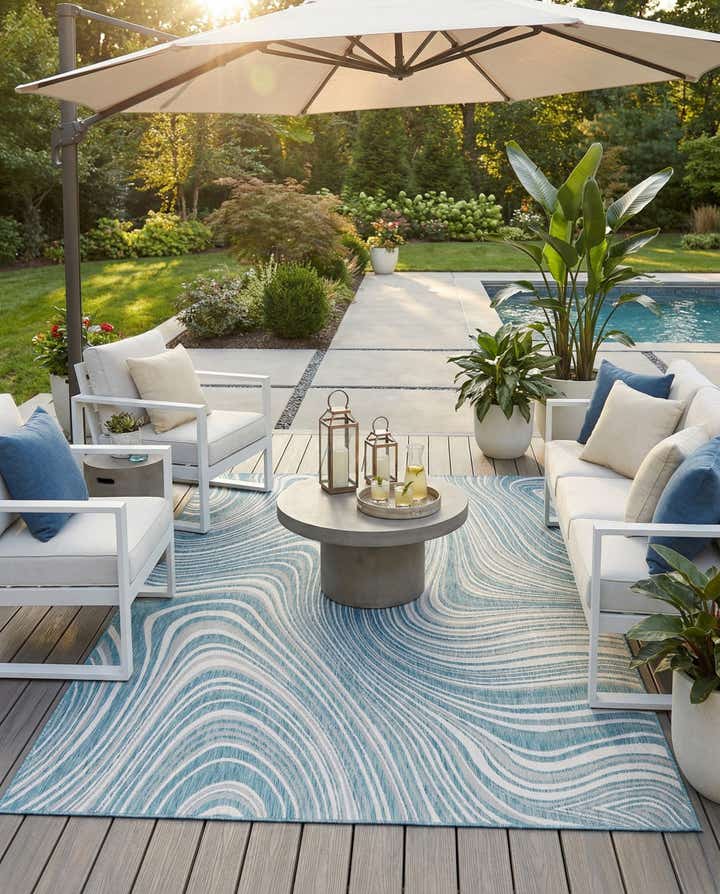 7' 10 x 11' Easy-Clean Modern Indoor / Outdoor Rug
