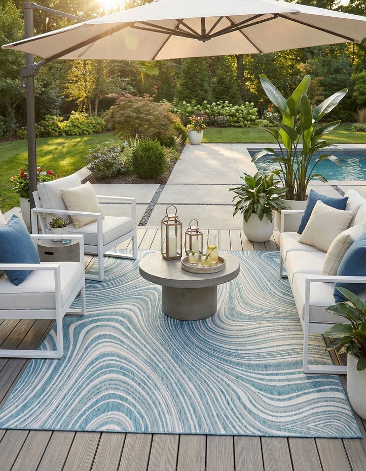 7' 10 x 11' Easy-Clean Modern Indoor / Outdoor...