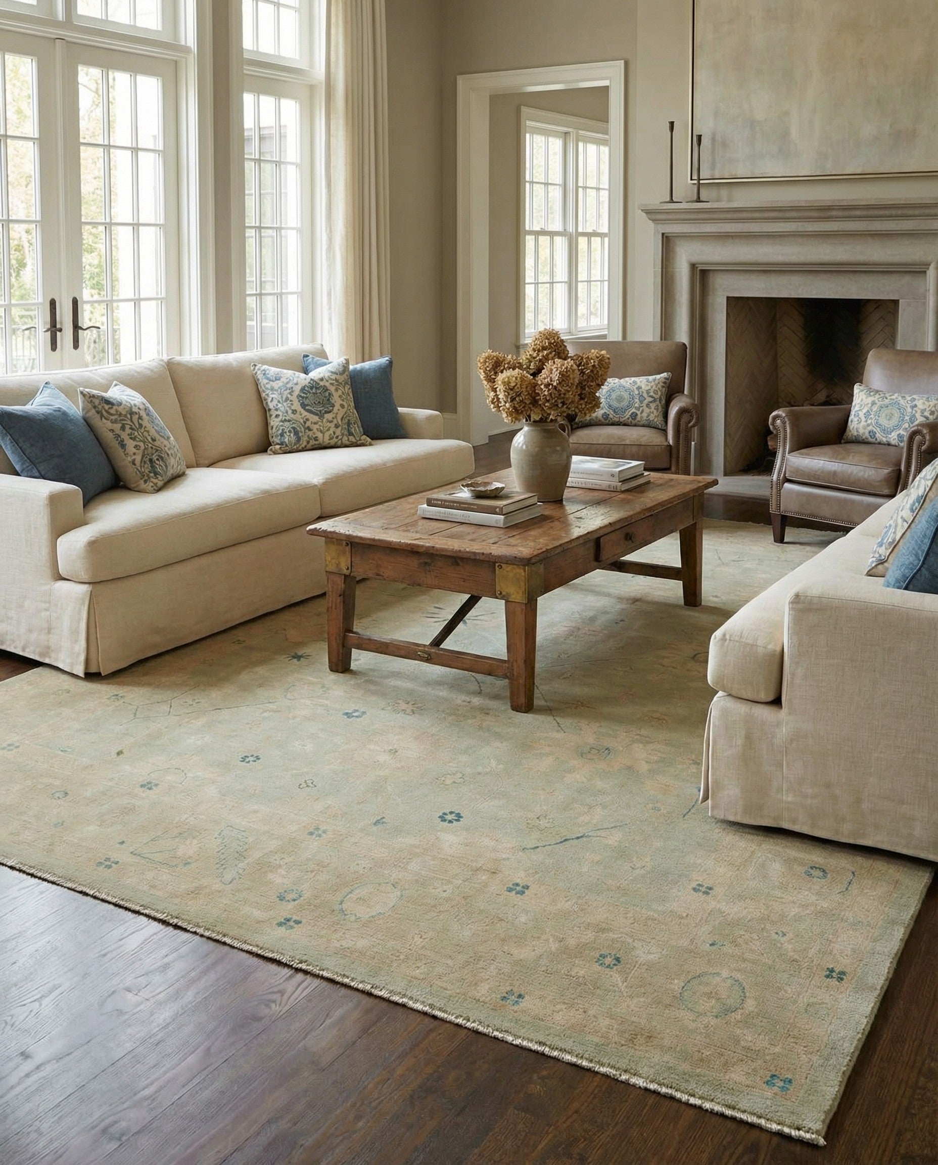 8' 10 x 11' 11 Hand Knotted Oushak Wool Rug