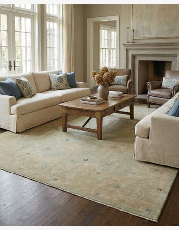 8' 10 x 11' 11 Hand Knotted Oushak Wool Rug