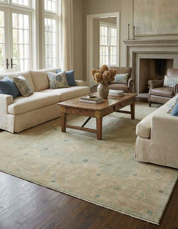 8' 10 x 11' 11 Hand Knotted Oushak Wool Rug