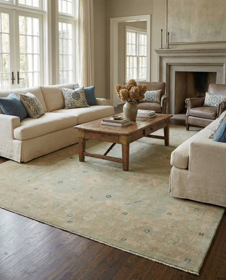 Detail image of 8' 10 x 11' 11 Hand Knotted Oushak Wool Rug