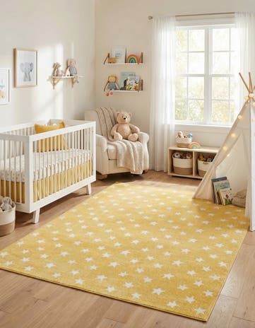 Soft Yellow Whimsy Kids Rug