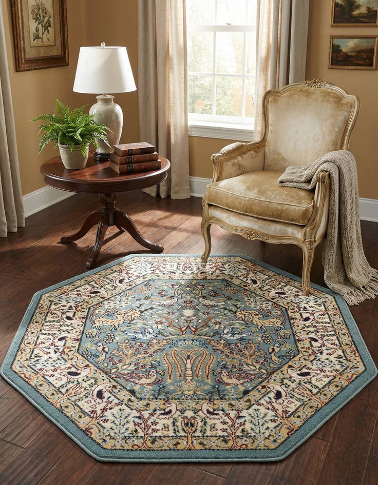 Detail image of 4' x 4' Nain Design Octagon Rug