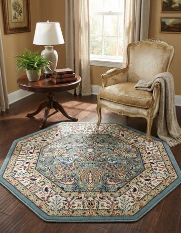 Blue Nain Design Octagon Rug