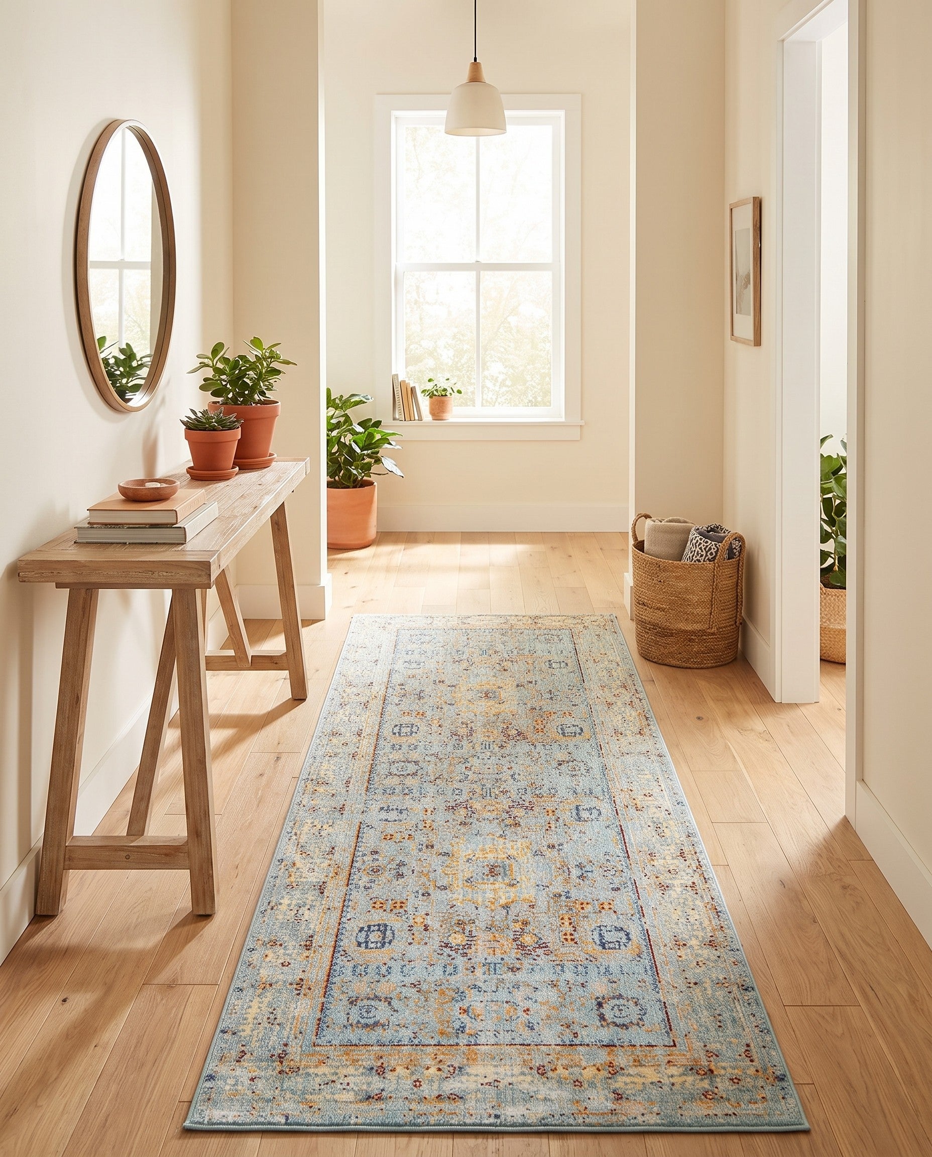 Light Blue Aqua Runner Rug