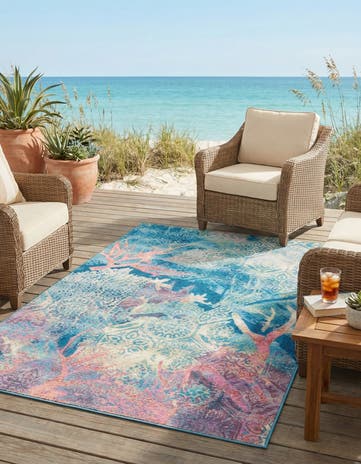 5' 3 x 8' Easy-Clean Coastal Indoor / Outdoor Rug