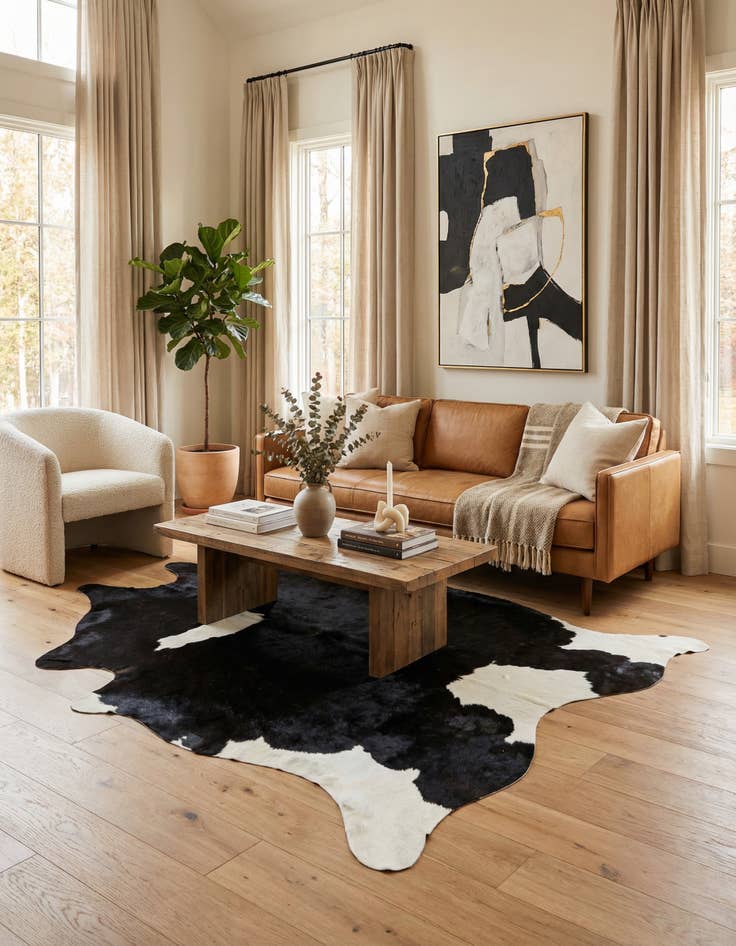 Detail image of 5' 3 x 6' 9 Cowhide Leather Rug