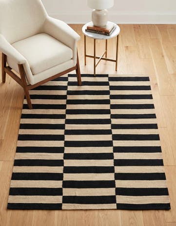 3' 4 x 4' 10 Hand Woven Kilim Modern Wool Rug