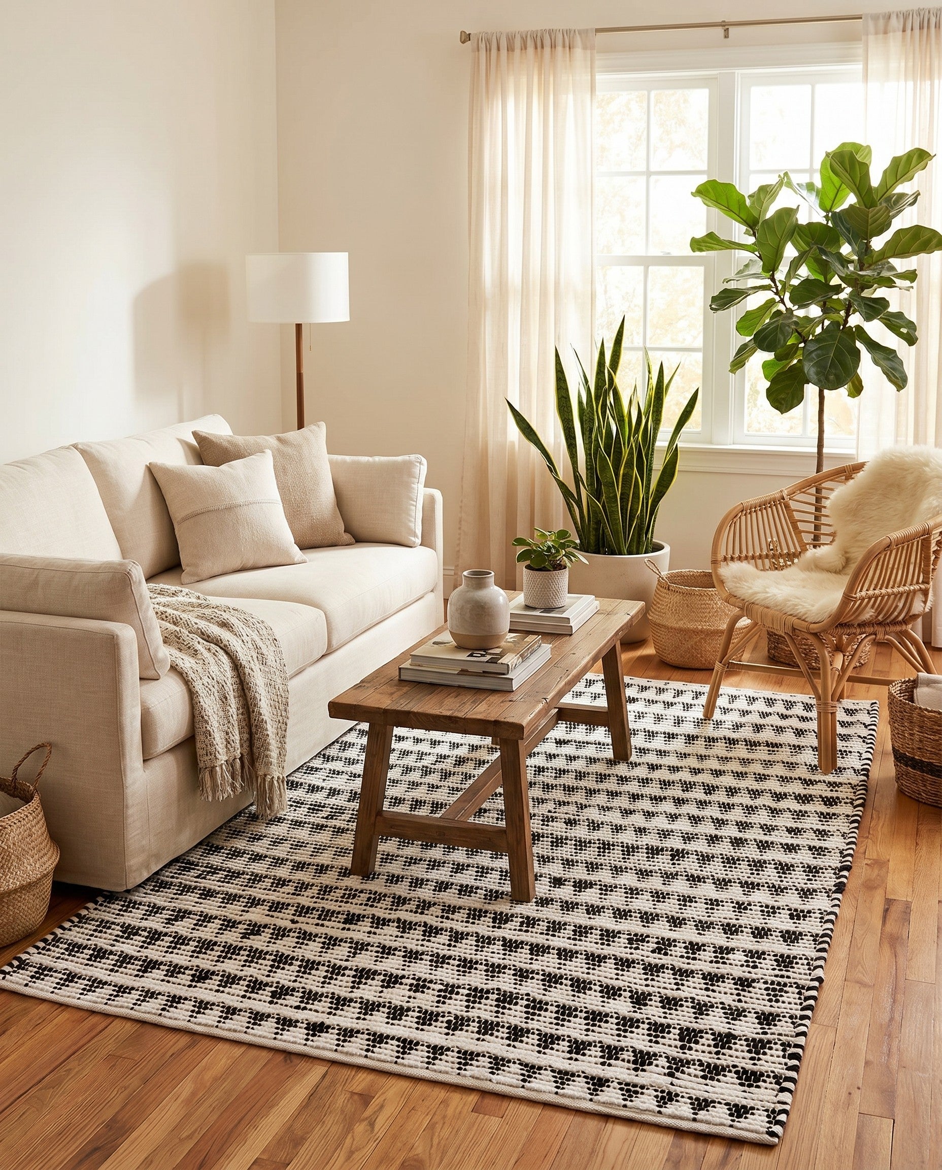 Black and White Hand Woven Chindi Jute Rug