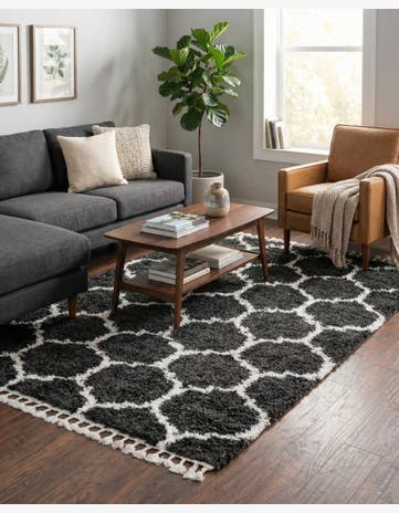 Black and White Athena Shag Rug