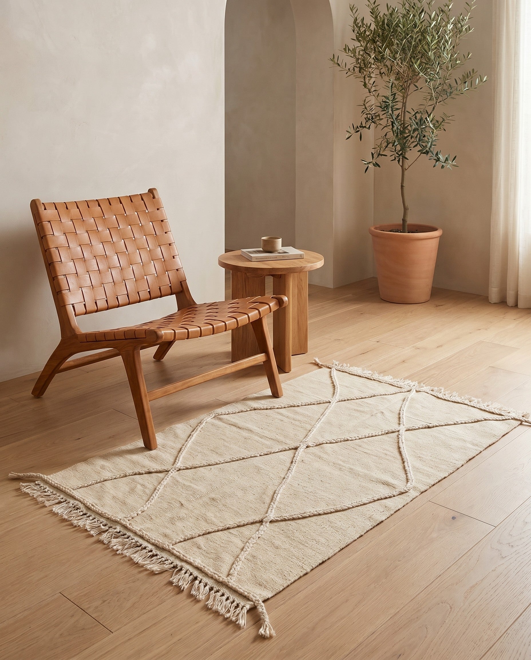 3' 5 x 5' Hand Knotted Moroccan Wool Rug