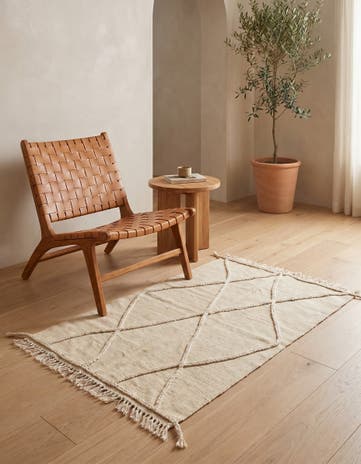 3' 5 x 5' Hand Knotted Moroccan Wool Rug