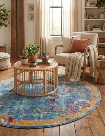 Blue Alexis Round Rug