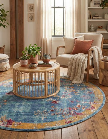 Blue Alexis Round Rug