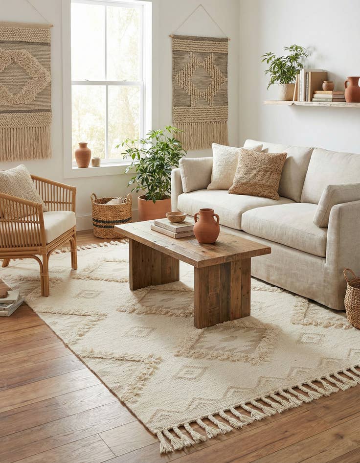 Detail image of 5' 1 x 8' Hand Woven Arizona Wool Rug