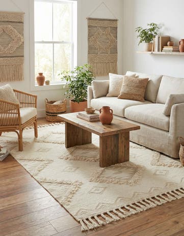 Ivory Hand Woven Arizona Wool Rug