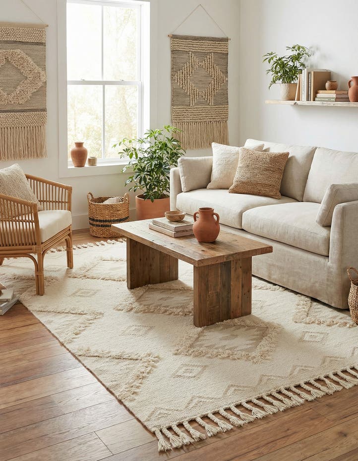 5' 1 x 8' Hand Woven Arizona Wool Rug