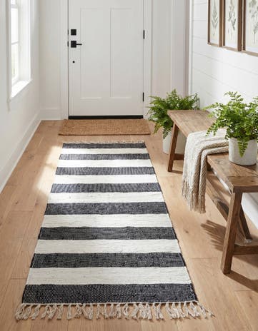 2' 7 x 6' 1 Hand Woven Chindi Rag Runner Rug