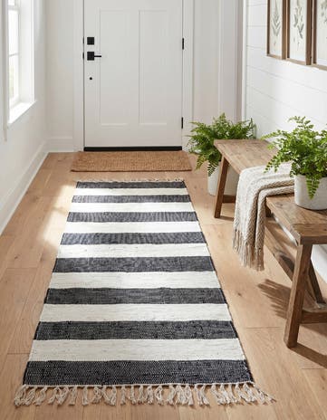 2' 7 x 6' 1 Hand Woven Chindi Rag Runner Rug