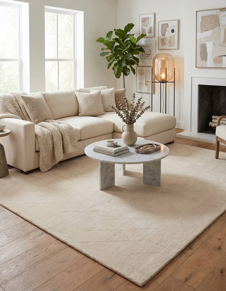 Detail image of 10' x 10' WoolCraft Geometric Square Rug