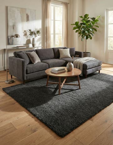 Charcoal Solid Frieze Rug