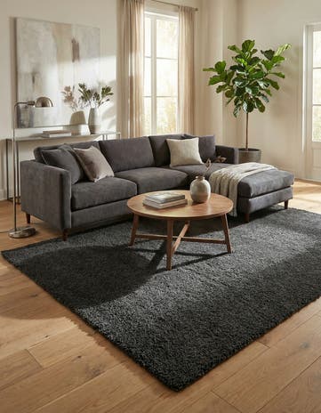 Charcoal Solid Frieze Rug