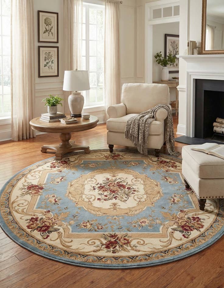 Detail image of 7' 10 x 7' 10 Classic Aubusson Round Rug