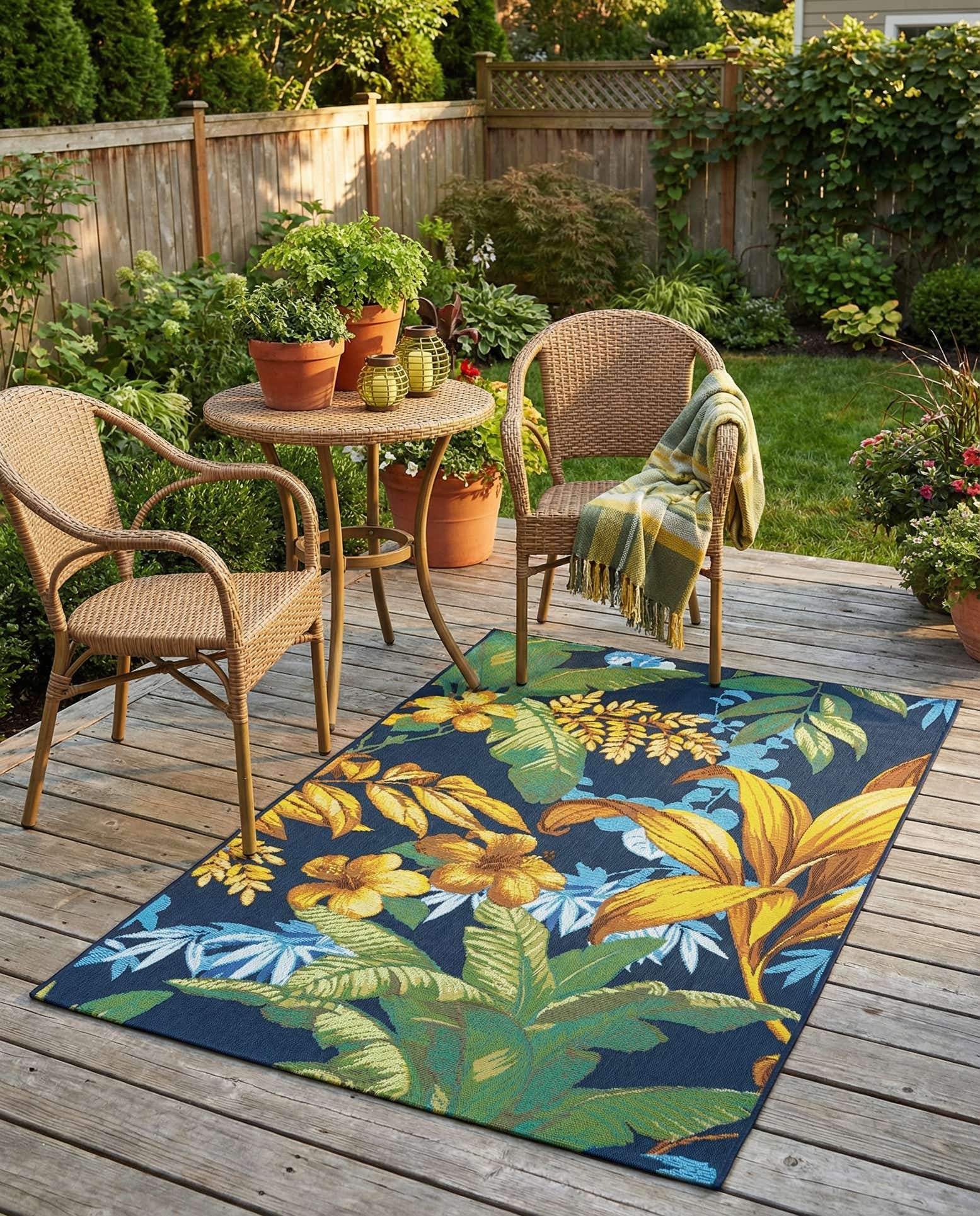 3' 3 x 5' 3 Easy-Clean Botanical Indoor / Outdoor Rug