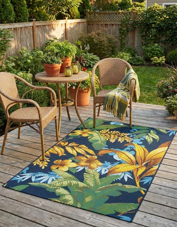 3' 3 x 5' 3 Easy-Clean Botanical Indoor / Outdoor Rug