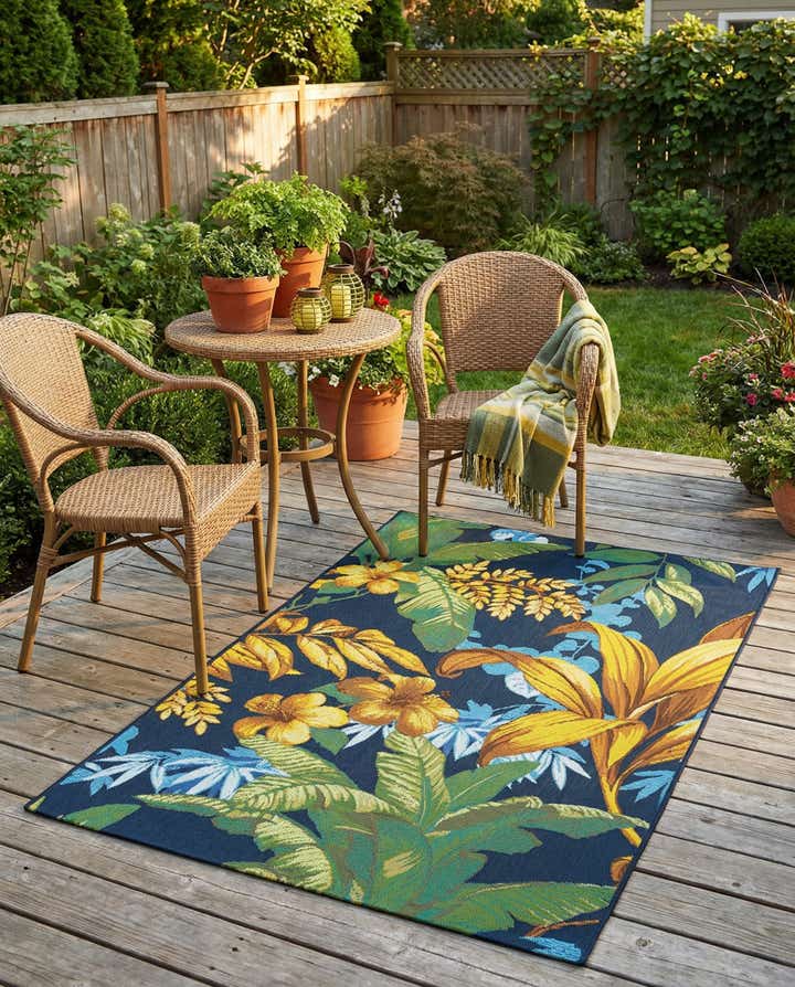 3' 3 x 5' 3 Easy-Clean Botanical Indoor / Outdoor Rug