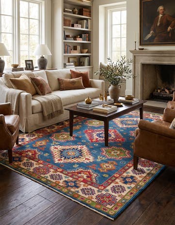 6' 10 x 9' 7 Hand Knotted Kazak Rug