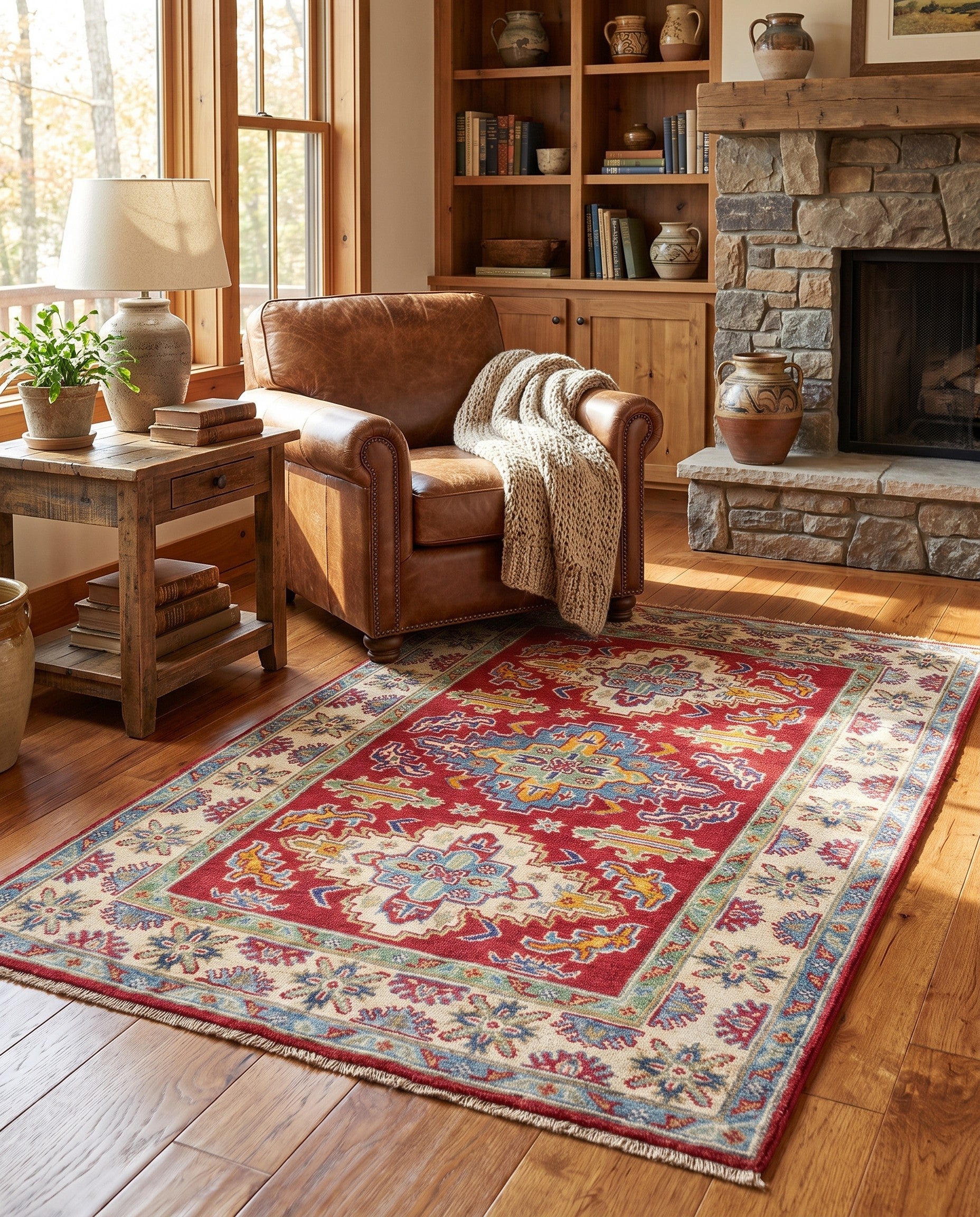 3' 3 x 4' 11 Hand Knotted Kazak Rug