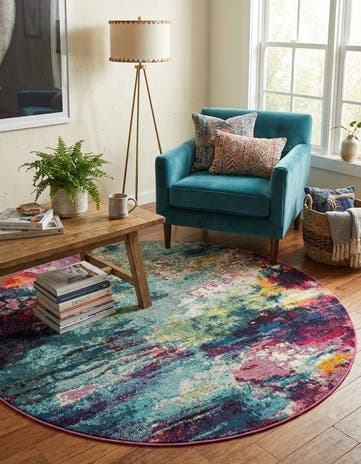 7' 1 x 7' 1 Washable Theia Round Rug