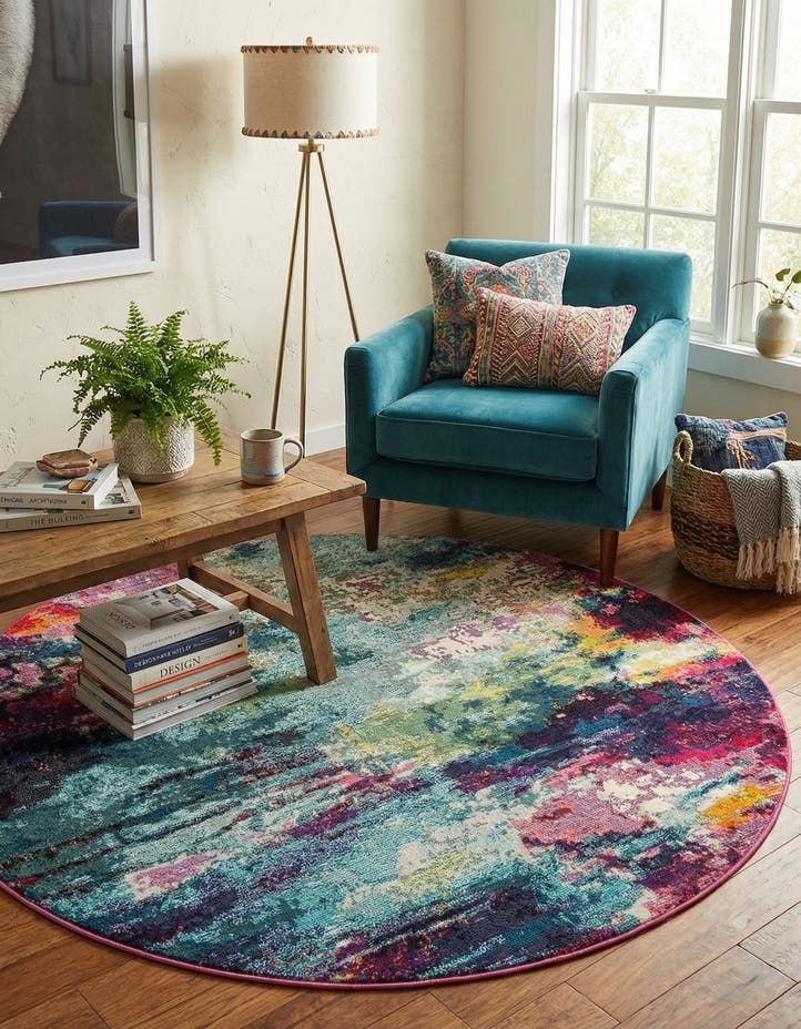 7' 1 x 7' 1 Washable Theia Round Rug