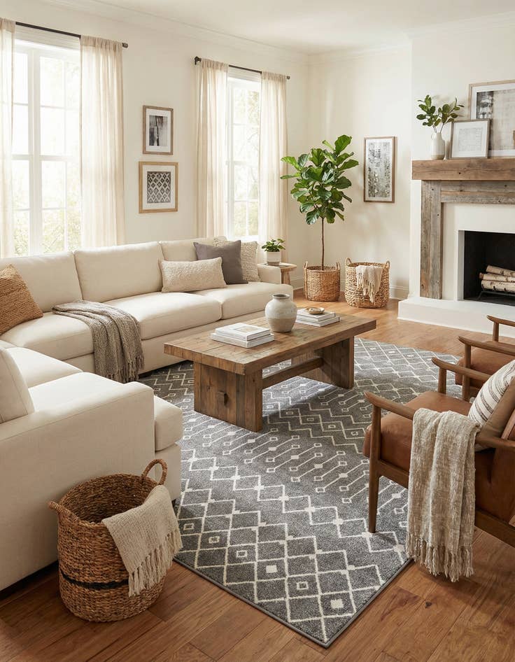 Detail image of 10' x 10' Moroccan Trellis Square Rug