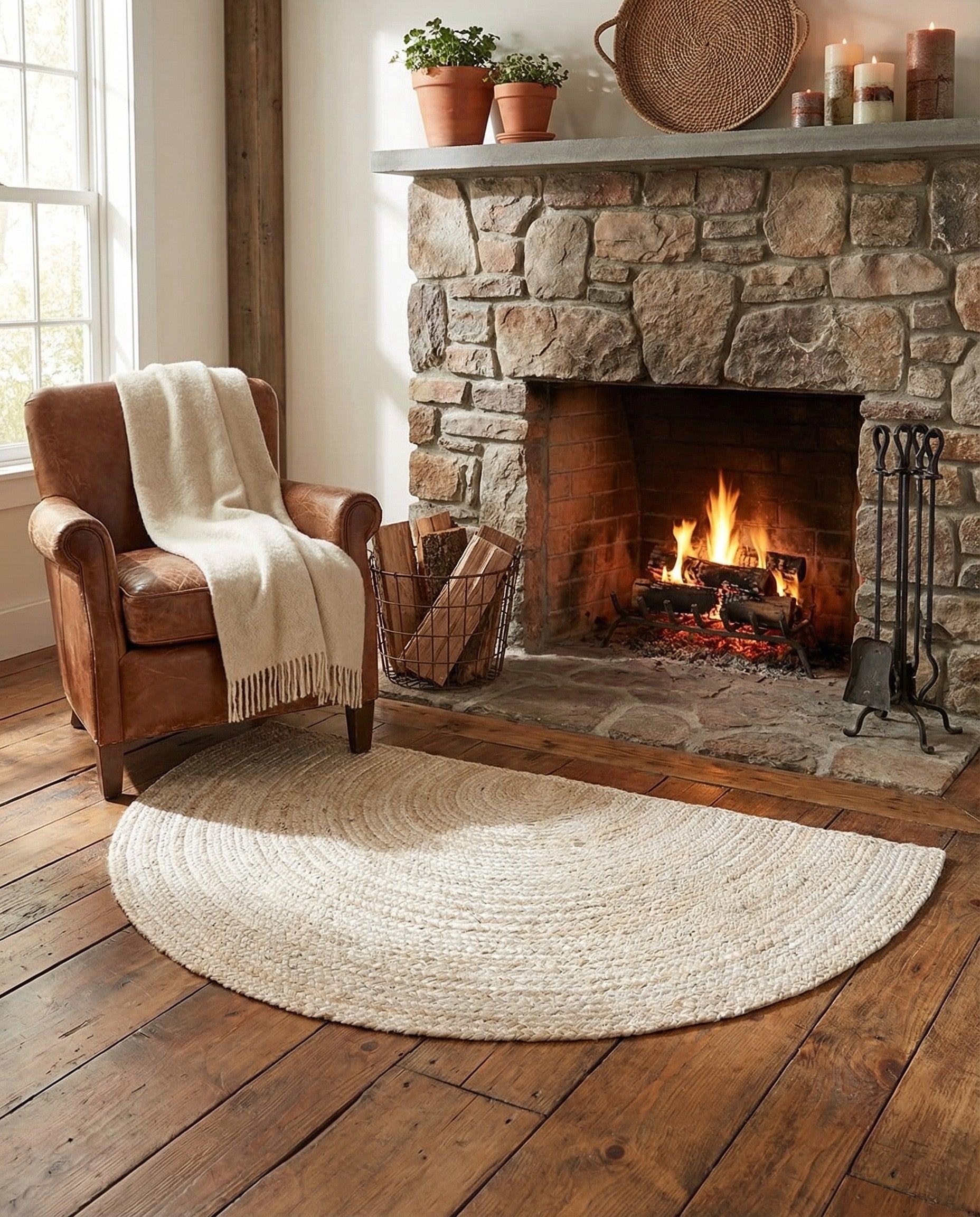 Primary image 3' 1 x 6' 1  Hand Braided Jute Hearth Rug