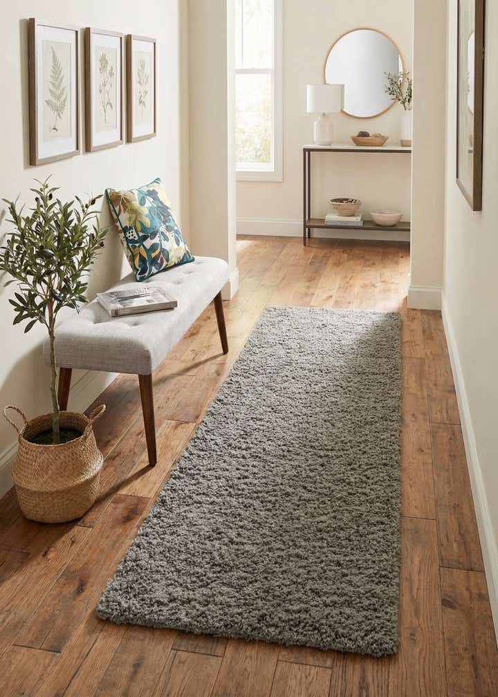 2' x 8' Solid Shag Runner Rug
