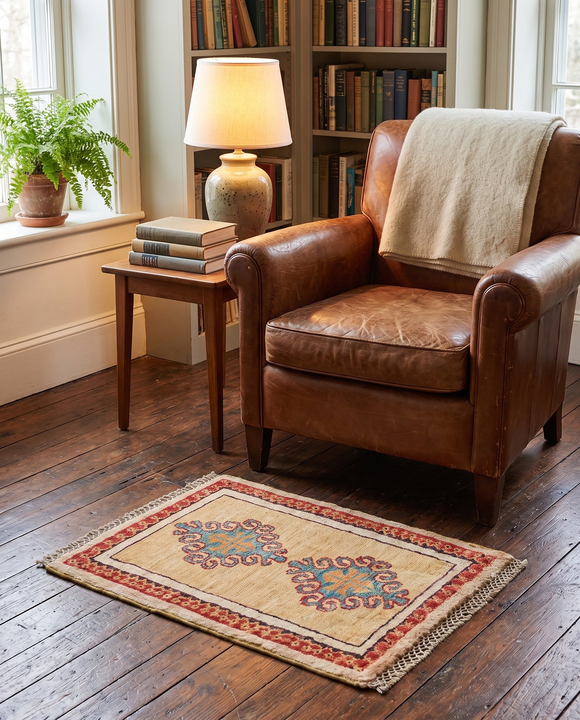 1' 4 x 2' Hand Knotted Ziegler Rug